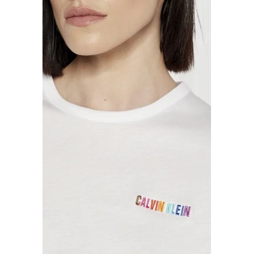 Biała bluzka damska Calvin Klein Underwear z krótkim rękawem z okrągłym dekoltem bawełniana 