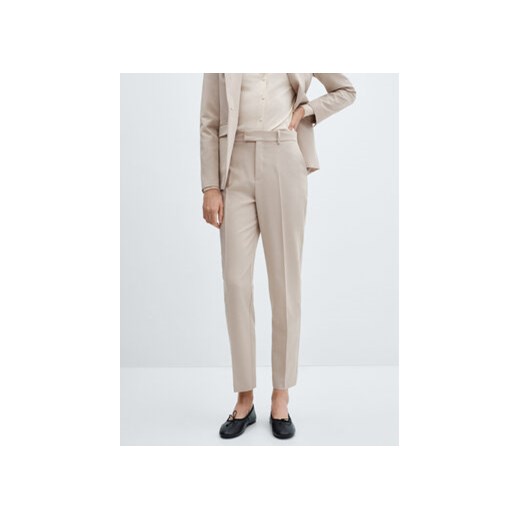 Mango Spodnie materiałowe Boreal 67960666 Écru Slim Fit ze sklepu MODIVO w kategorii Spodnie damskie - zdjęcie 172296752