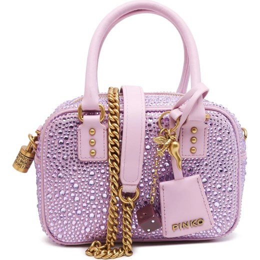 Pinko Skórzana torebka na ramię BOWLING BAG MINI CROSTA FULL S Pinko Uniwersalny Gomez Fashion Store