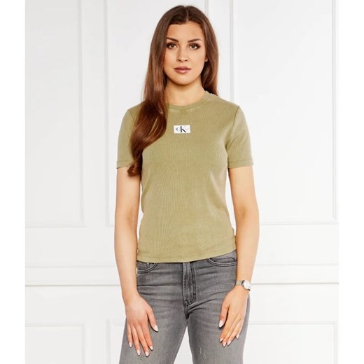 CALVIN KLEIN JEANS T-shirt LABEL WASHED RIB SLIM TEE | Regular Fit M Gomez Fashion Store