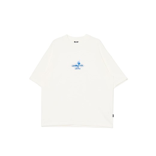 Cropp - Bawełniany t-shirt z ozdobnym haftem - kremowy ze sklepu Cropp w kategorii T-shirty męskie - zdjęcie 172299953
