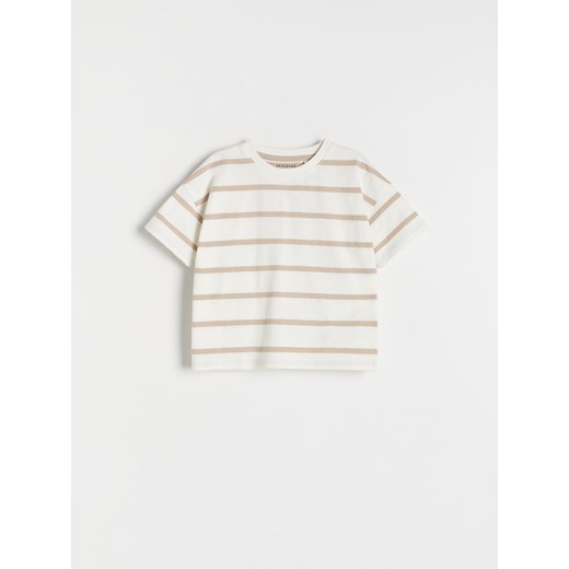 Reserved - T-shirt oversize w paski - złamana biel ze sklepu Reserved w kategorii Koszulki niemowlęce - zdjęcie 172300972