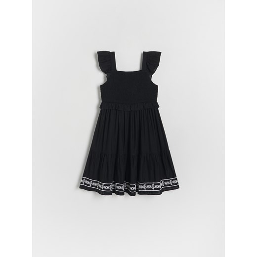 Reserved - Bawełniana sukienka z haftem - czarny ze sklepu Reserved w kategorii Sukienki dziewczęce - zdjęcie 172300993