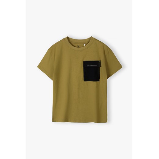 Dzianinowy t-shirt chłopięcy z kieszonkę - Lincoln&Sharks ze sklepu 5.10.15 w kategorii T-shirty chłopięce - zdjęcie 172301921