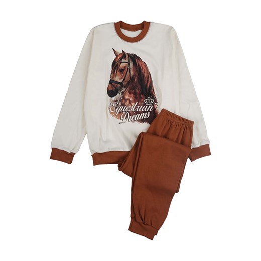Beżowa dziewczęca piżama z nadrukiem konia Tup Tup ze sklepu 5.10.15 w kategorii Piżamy dziecięce - zdjęcie 172301960
