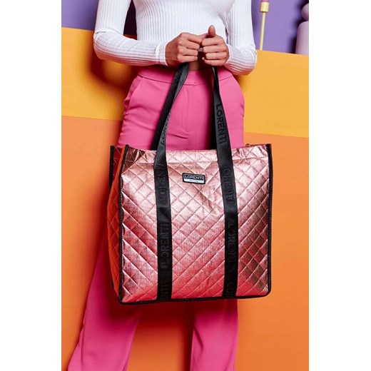 Pikowana jasnoróżowa torba damska na zakupy - Lorenti ze sklepu 5.10.15 w kategorii Torby Shopper bag - zdjęcie 172301973
