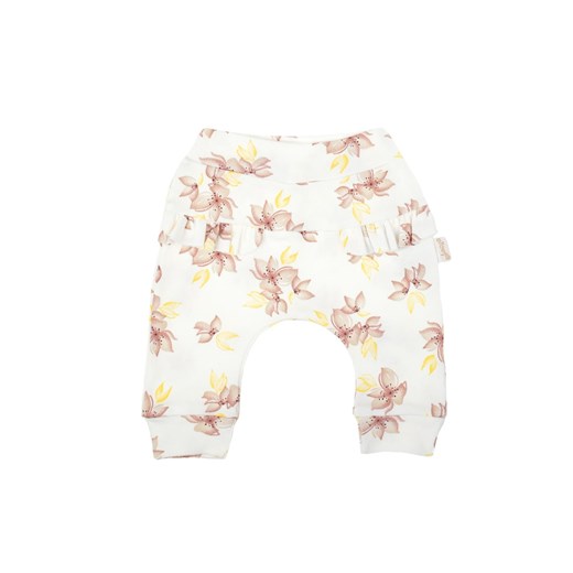 Spodnie bawełniane dla dziewczynki w kwiatki ze sklepu 5.10.15 w kategorii Spodnie i półśpiochy - zdjęcie 172302040