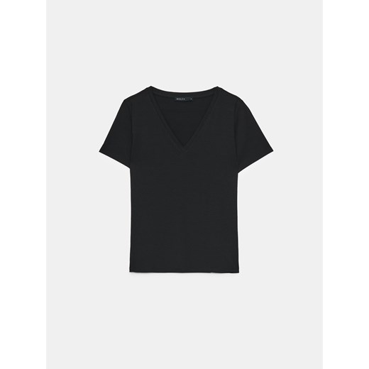 Mohito - T-shirt z dekoltem V - czarny ze sklepu Mohito w kategorii Bluzki damskie - zdjęcie 172302750