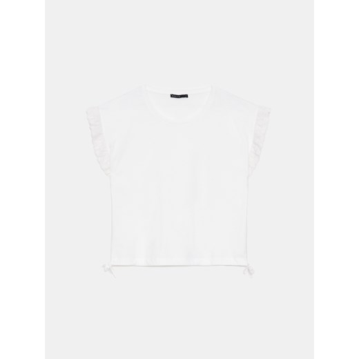 Mohito - Bawełniany biały t-shirt - biały ze sklepu Mohito w kategorii Bluzki damskie - zdjęcie 172302793