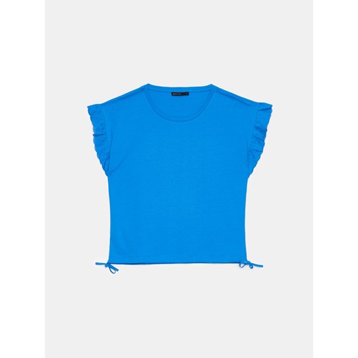 Mohito - Bawełniany niebieski t-shirt - niebieski ze sklepu Mohito w kategorii Bluzki damskie - zdjęcie 172302803
