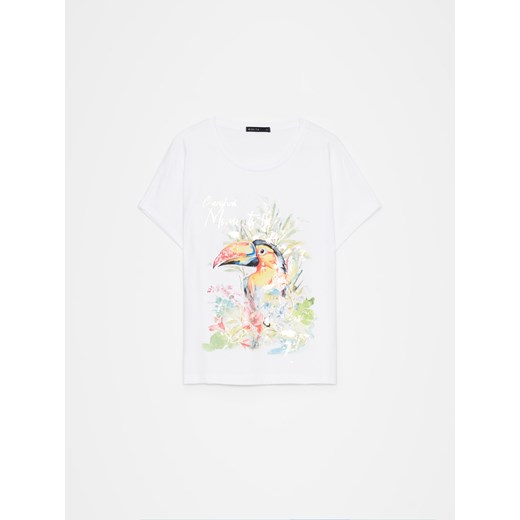 Mohito - T-shirt z printem - biały ze sklepu Mohito w kategorii Bluzki damskie - zdjęcie 172302874