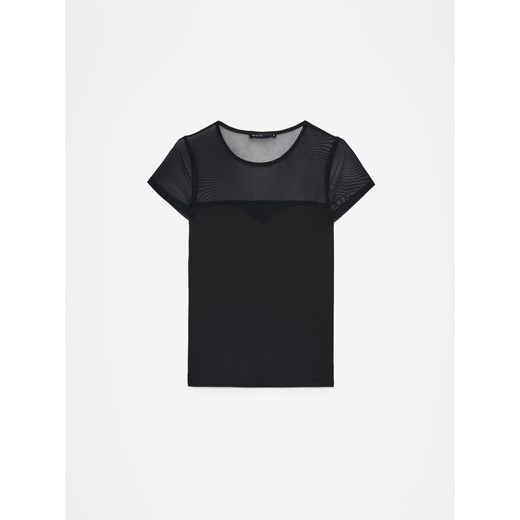 Mohito - Czarna bluzka z krótkim rękawem - czarny ze sklepu Mohito w kategorii Bluzki damskie - zdjęcie 172302883