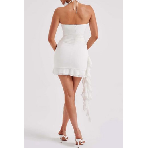 Sukienka IVET bez rękawów biała elegancka na imprezę 