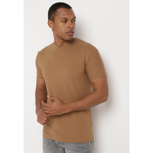 Brązowa Koszulka Bawełniana o Klasycznym Kroju Xloette ze sklepu Born2be Odzież w kategorii T-shirty męskie - zdjęcie 172305270