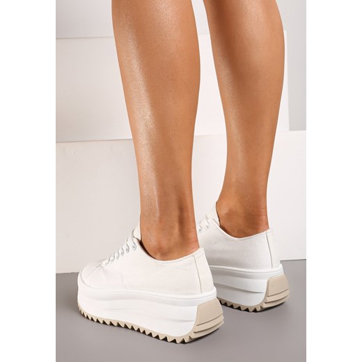 Buty sportowe damskie Renee sneakersy białe sznurowane na platformie 