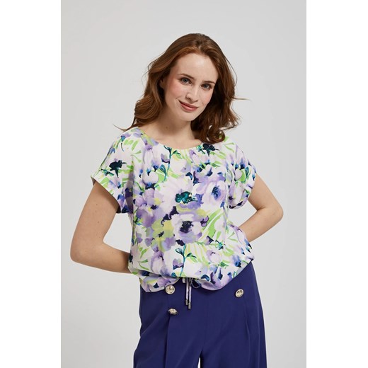Wzorzysta koszula w kwiaty fioletowa ze sklepu Moodo.pl w kategorii Bluzki damskie - zdjęcie 172308143