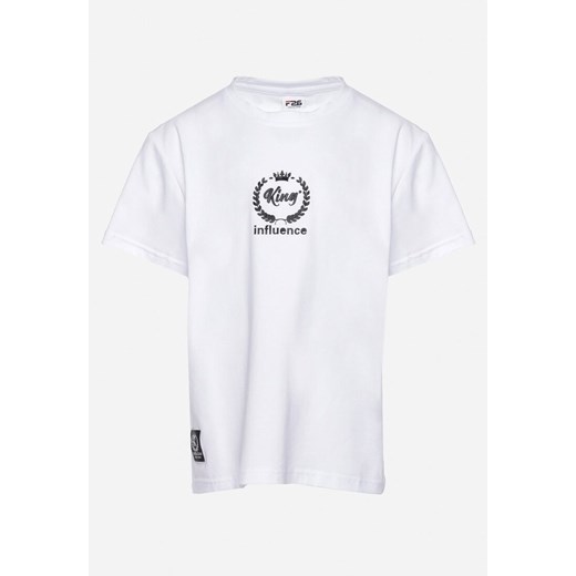 Biała Bawełniana Koszulka T-shirt z Krótkim Rękawem Hirfalia ze sklepu Born2be Odzież w kategorii T-shirty chłopięce - zdjęcie 172308664