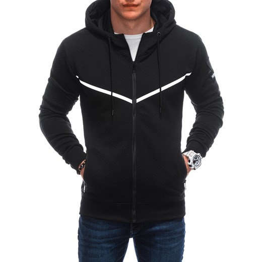 Bluza męska z kapturem 1666B - czarna ze sklepu Edoti w kategorii Bluzy męskie - zdjęcie 172310184