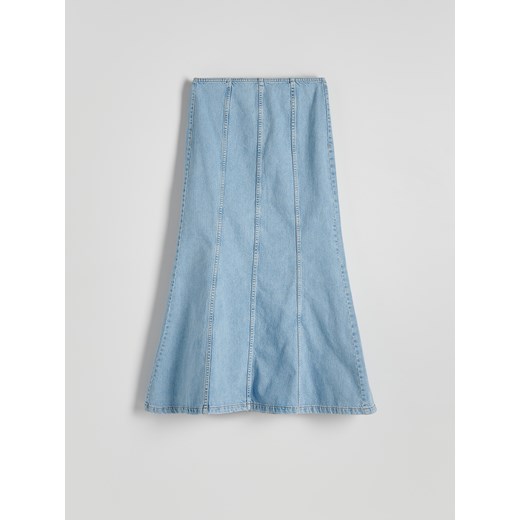Reserved - Jeansowa spódnica z przeszyciami - niebieski ze sklepu Reserved w kategorii Spódnice - zdjęcie 172310814