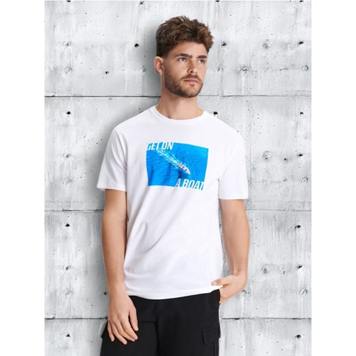 Sinsay - Koszulka z nadrukiem - biały ze sklepu Sinsay w kategorii T-shirty męskie - zdjęcie 172312221
