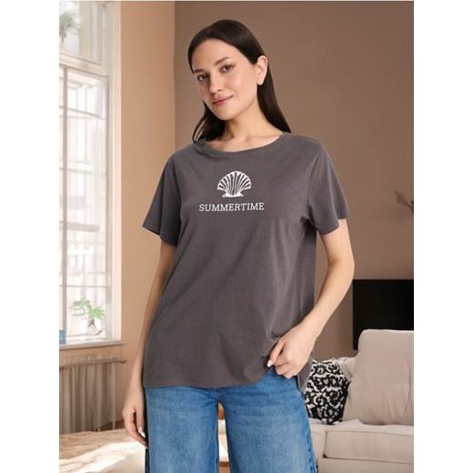 Sinsay - Koszulka z nadrukiem - szary ze sklepu Sinsay w kategorii Bluzki damskie - zdjęcie 172312340
