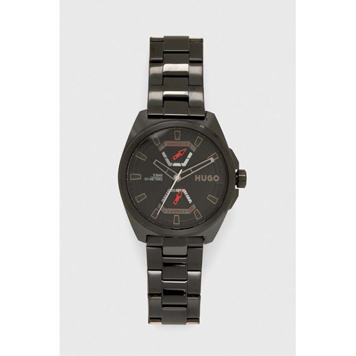 HUGO zegarek męski kolor czarny ze sklepu ANSWEAR.com w kategorii Zegarki - zdjęcie 172314320