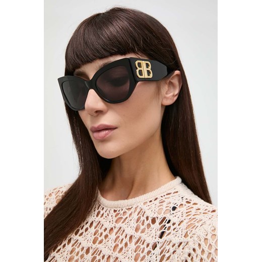 Balenciaga okulary przeciwsłoneczne damskie kolor czarny BB0322S 55 ANSWEAR.com