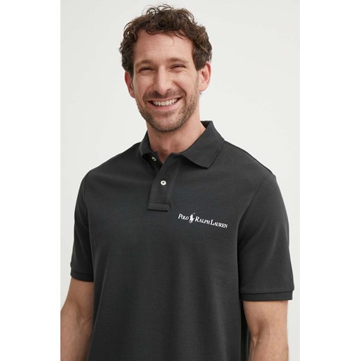 Polo Ralph Lauren polo bawełniane kolor czarny gładki 710950131001 ze sklepu ANSWEAR.com w kategorii T-shirty męskie - zdjęcie 172314602