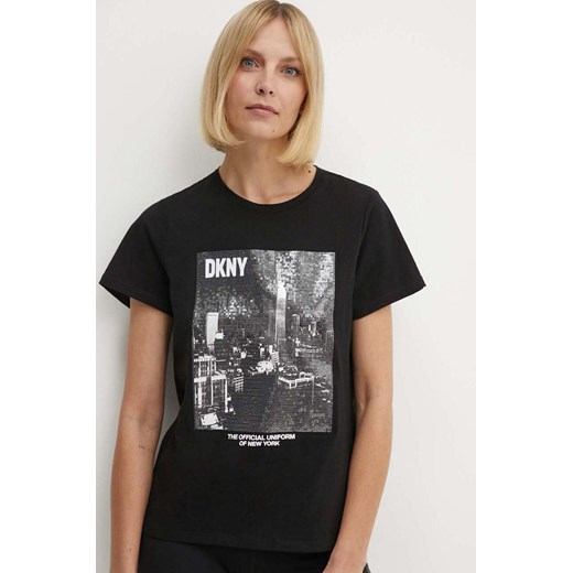 Dkny t-shirt bawełniany damski kolor czarny DP4T9725 ze sklepu ANSWEAR.com w kategorii Bluzki damskie - zdjęcie 172314622