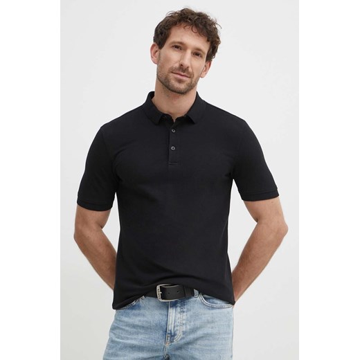 Sisley polo bawełniane kolor czarny gładki ze sklepu ANSWEAR.com w kategorii T-shirty męskie - zdjęcie 172315050