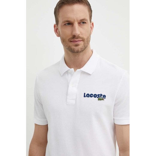 Lacoste polo bawełniane kolor biały z nadrukiem ze sklepu ANSWEAR.com w kategorii T-shirty męskie - zdjęcie 172315060