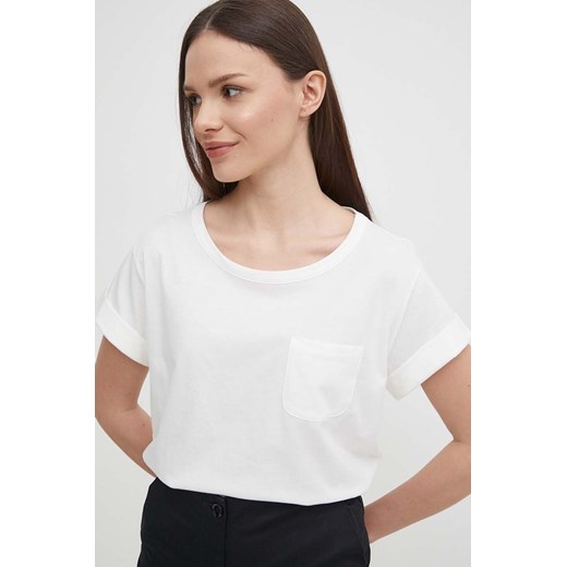 Sisley t-shirt bawełniany damski kolor beżowy ze sklepu ANSWEAR.com w kategorii Bluzki damskie - zdjęcie 172315230
