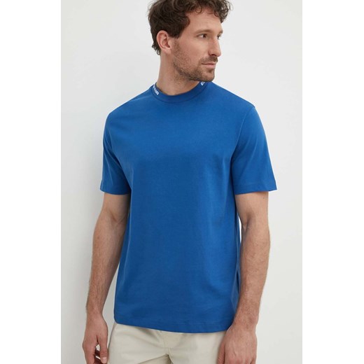 United Colors of Benetton t-shirt bawełniany męski kolor niebieski gładki ze sklepu ANSWEAR.com w kategorii T-shirty męskie - zdjęcie 172315361