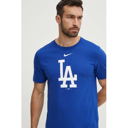 Nike t-shirt bawełniany Los Angeles Dodgers męski kolor niebieski z nadrukiem ze sklepu ANSWEAR.com w kategorii T-shirty męskie - zdjęcie 172315524