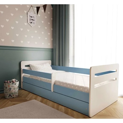 Łóżko dla chłopca z barierką Candy 2X 80x140 - niebieskie Elior One Size Edinos.pl