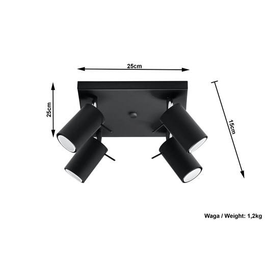 Loftowy plafon halogenowy E784-Rins - czarny Lumes One Size wyprzedaż Edinos.pl