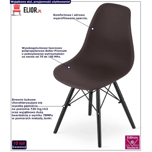 Zestaw brązowych krzeseł profilowanych 4 szt. - Naxin 3S Elior One Size Edinos.pl