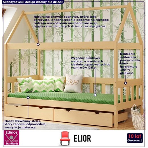 Dziecięce łóżko domek z szufladami, sosna - Dada 4X 180x80 cm Elior One Size Edinos.pl