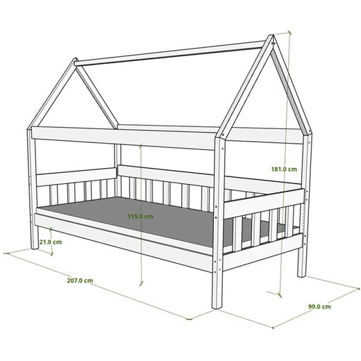 Dziecięce łóżko z drewna z materacem, olcha - Dada 4X 200x90 cm Elior One Size Edinos.pl