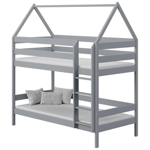Szare łóżko dziecięce piętrowe w kształcie domku - Zuzu 3X 200x90 cm Elior One Size Edinos.pl