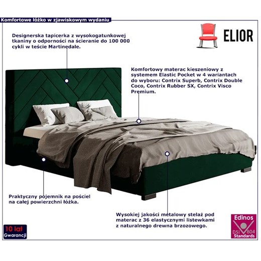 Łóżko tapicerowane 120x200 Nilan 4X - 36 kolorów Elior One Size Edinos.pl
