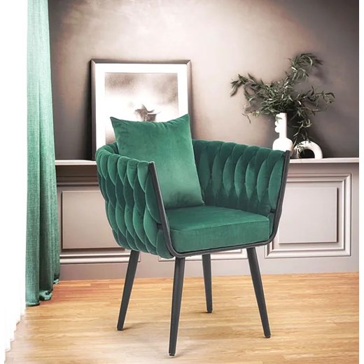 Zielony welurowy fotel wypoczynkowy - Ruleso 4X Elior One Size Edinos.pl