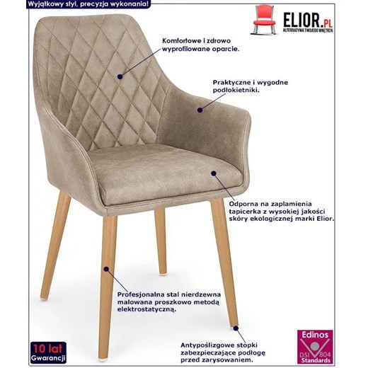 Krzesło pikowane Syvis - beżowe Elior One Size Edinos.pl
