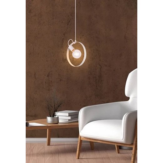 Biała lampa wisząca koło w skandynawskim stylu - V056-Elegio Lumes One Size Edinos.pl
