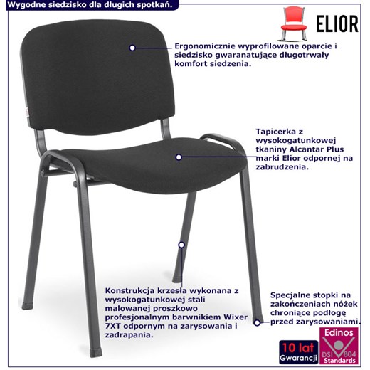 Czarne krzesło sztaplowane - Hoster 3X Elior One Size Edinos.pl