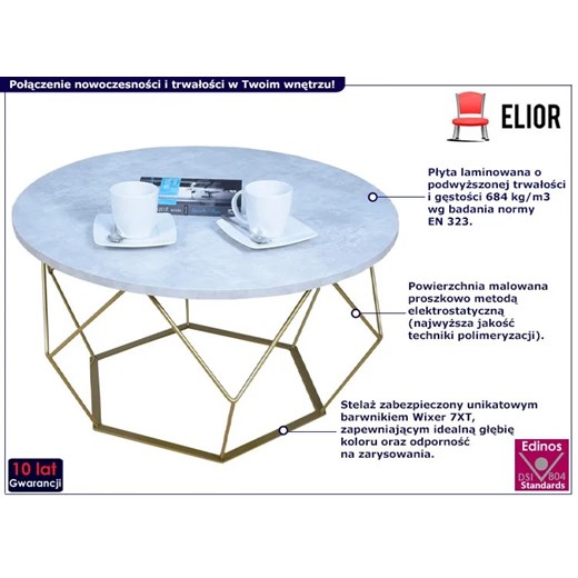 Okrągły stolik kawowy beton - Borix 3X Elior One Size Edinos.pl