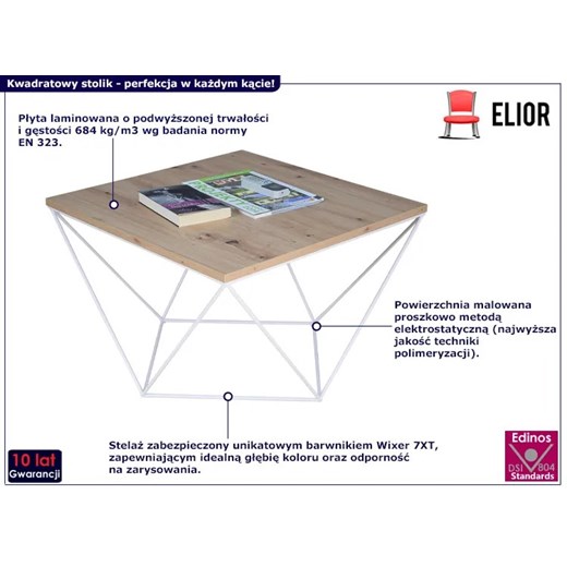Skandynawski stolik kawowy dąb artisan + biały - Galapi 3X Elior One Size Edinos.pl