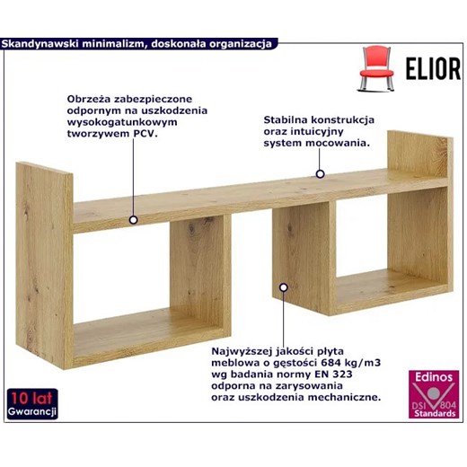 Skandynawska półka ścienna w kolorze dąb artisan - Esto Elior One Size promocja Edinos.pl