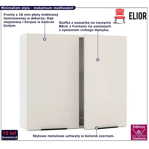 Kuchenna szafka z suszarką 80 cm beż piaskowy - Skania 34X Elior One Size Edinos.pl
