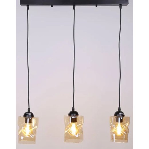 Czarna potrójna lampa wisząca szkło bursztynowe - Z025-Jetra Lumes One Size Edinos.pl